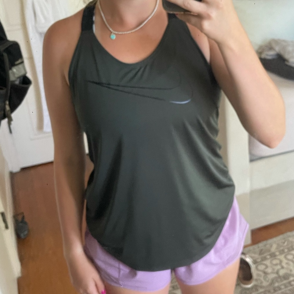 NIKE Dark Green Tank Top with Cut Out Back